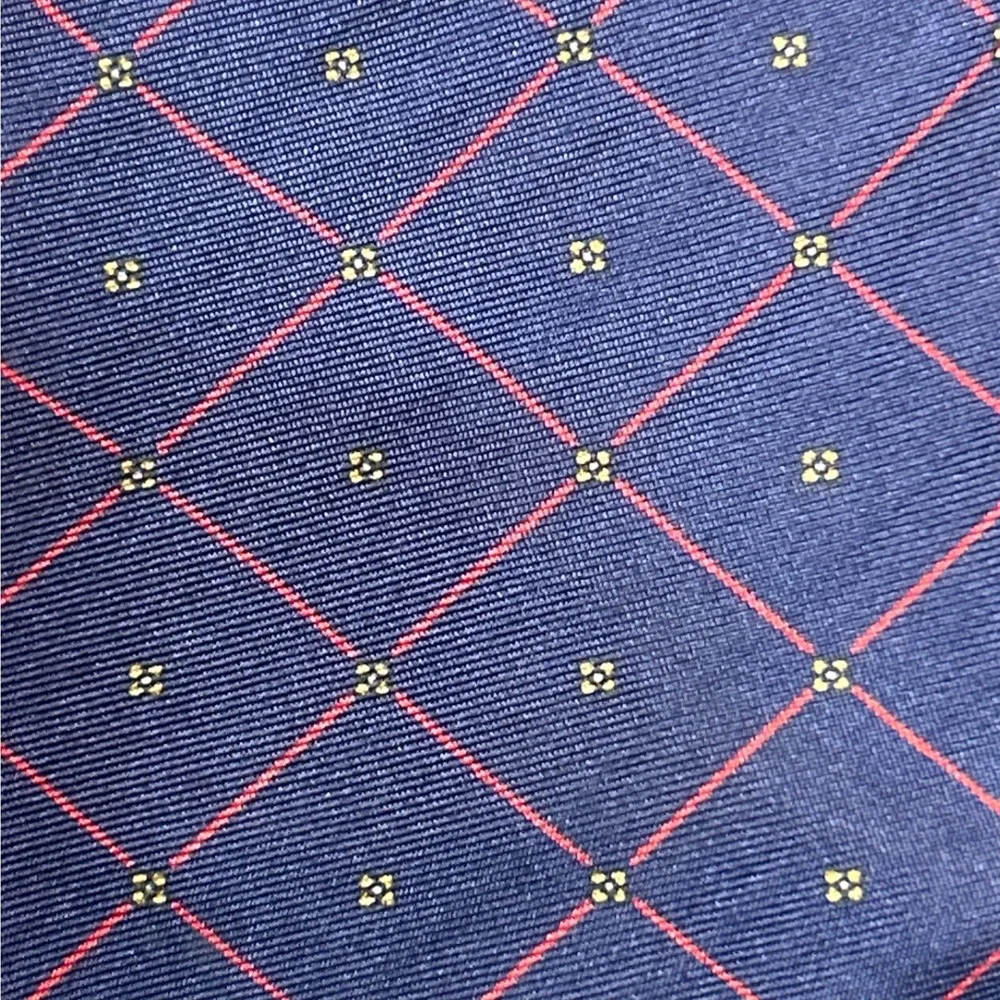 Brooks Brothers Brooksgate‎ Men's Silk Tie Navy Red Geometric Pattern 3